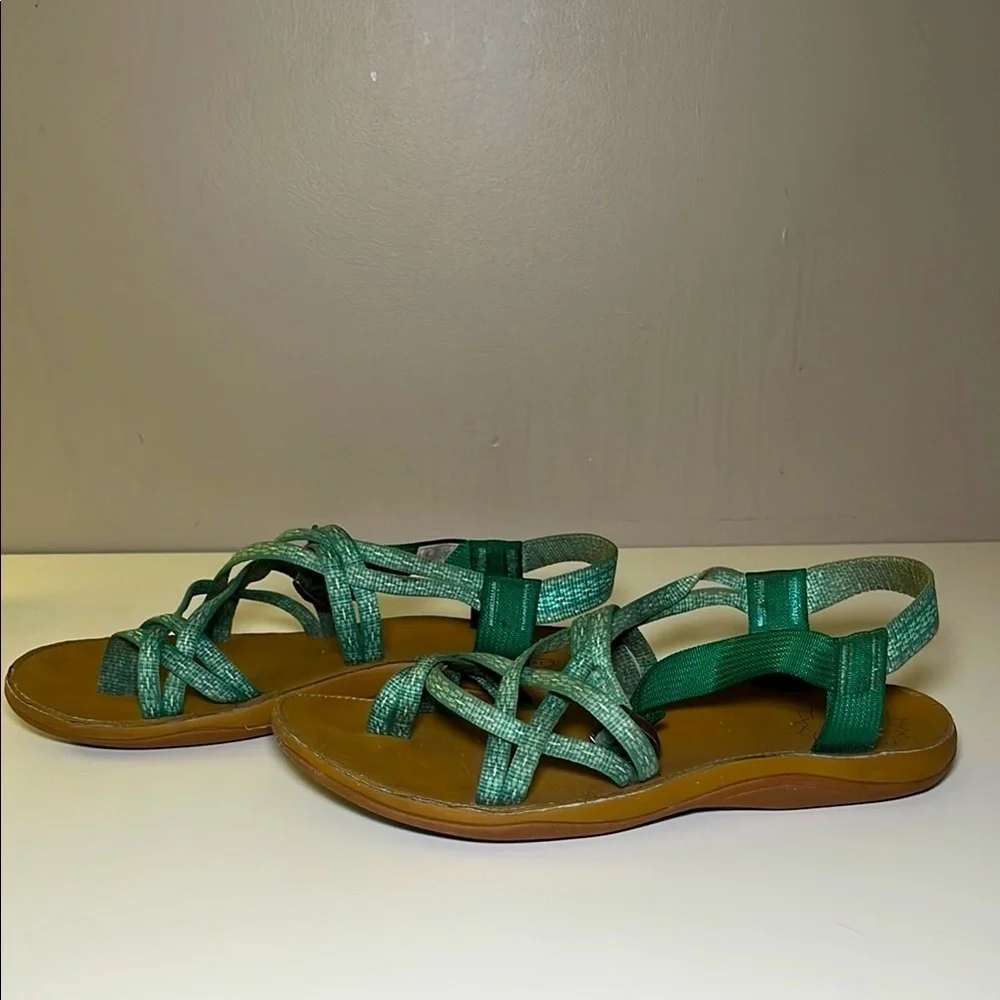 Chaco Green Strappy Sandals Women's Wide Size 10